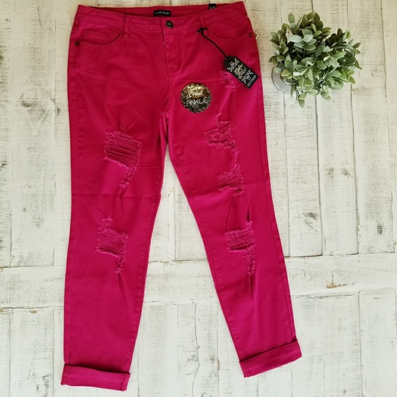 Ankle Boyfriend Cut Heavy Distressed Jeans - Picture 1 of 7